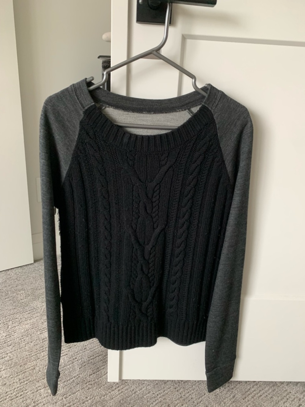 lululemon athletica Two-Tone Cable Knit Sweatshirt - Black and Charcoal
